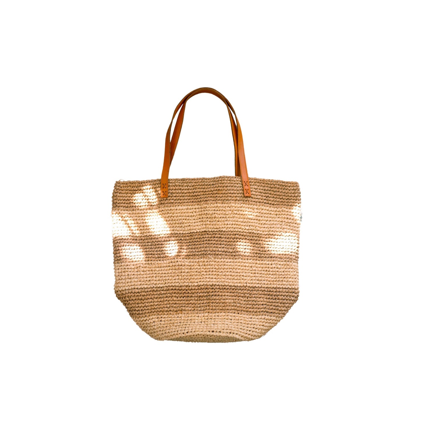 Esther White Striped Premium Raffia Tote