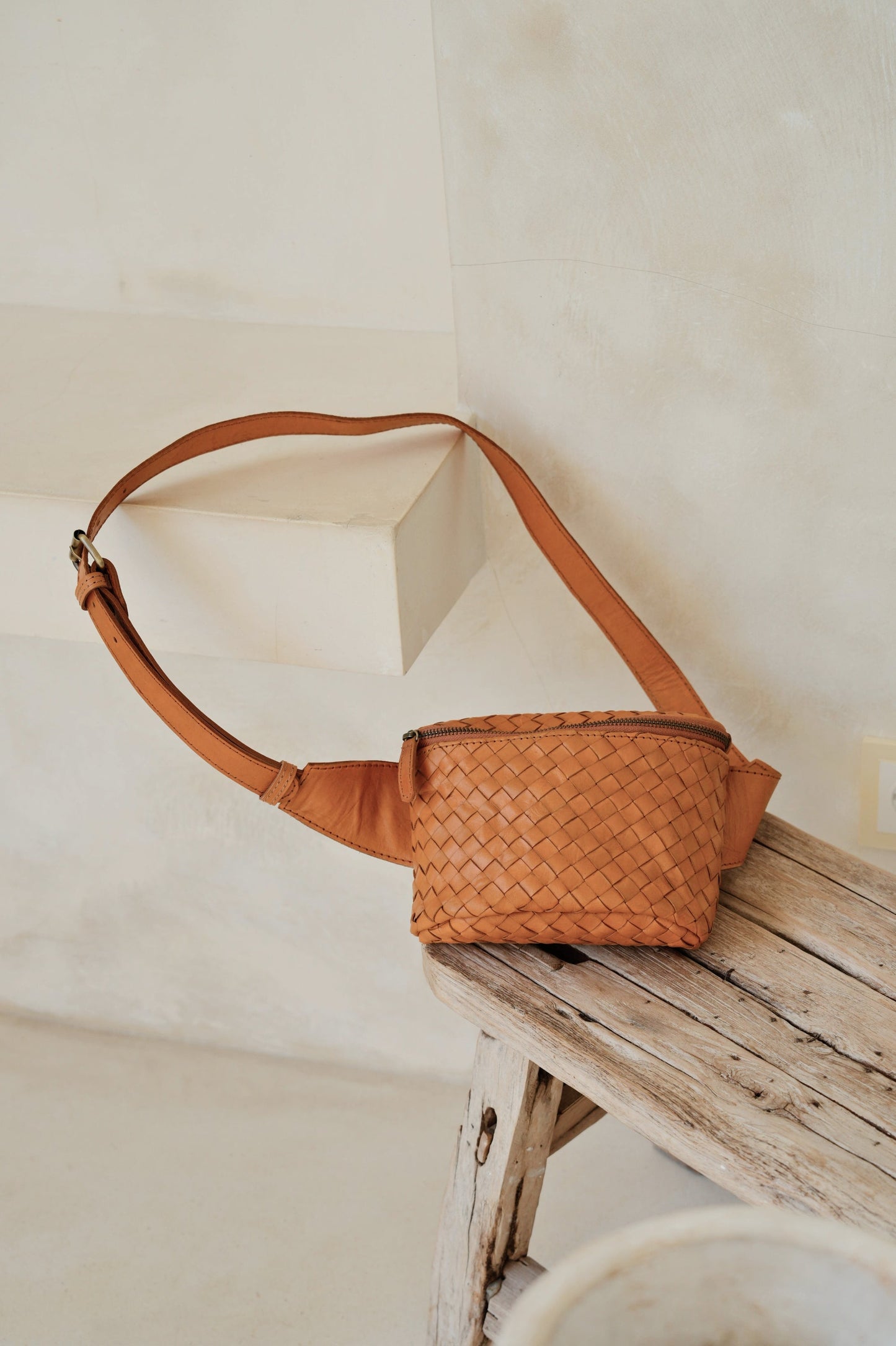 Francesca Handwoven Leather Belt Bag