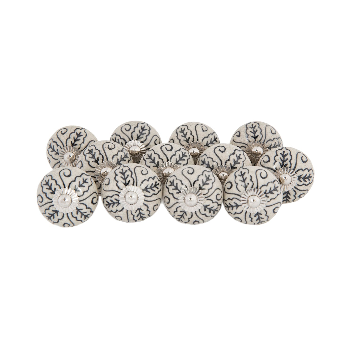 Chambal Gardens Painted Leaf Ceramic Knob Set