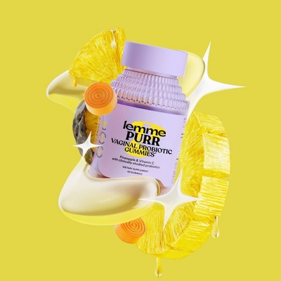 Lemme Purr Vaginal Probiotic Gummies Vitamin C Pineapple Flavored 60ct - Imperfect Container