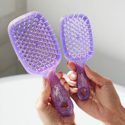 UNbrush Mini Glitter Detangling Hair Brush Amethyst Lavender - New
