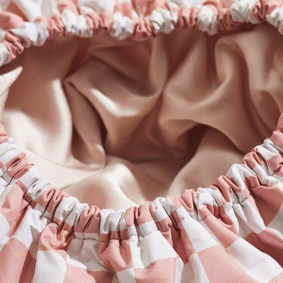 Kitsch Satin Lined Flexi Shower Cap Terracotta Checker - Imperfect Box