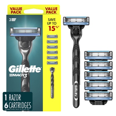 Gillette Mach3 Value Pack Razor Handle + 6 Blade Refills - Imperfect Box