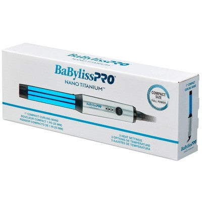 BaBylissPRO Nano Titanium Compact Curling Wand Blue 1" - Imperfect Box