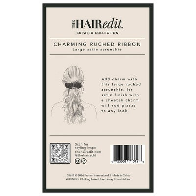 The Hair Edit Charming Ruched Ribbon Satin Scrunchie - Imperfect Box