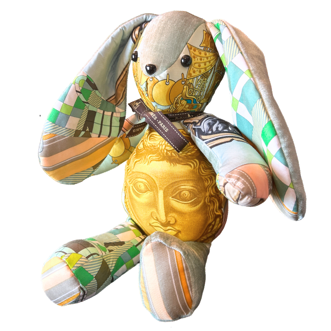 Vintage Silk Scarf Patchwork Bunny