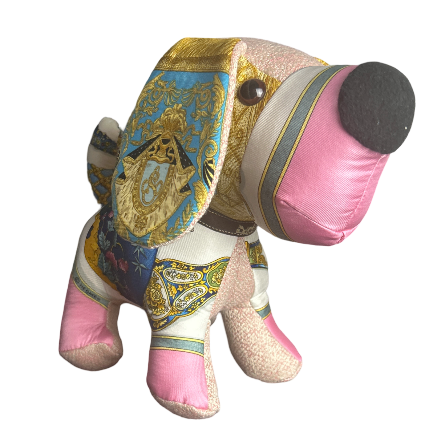 Qu'Importe le Flacon Vintage Silk Scarf Patchwork Puppy