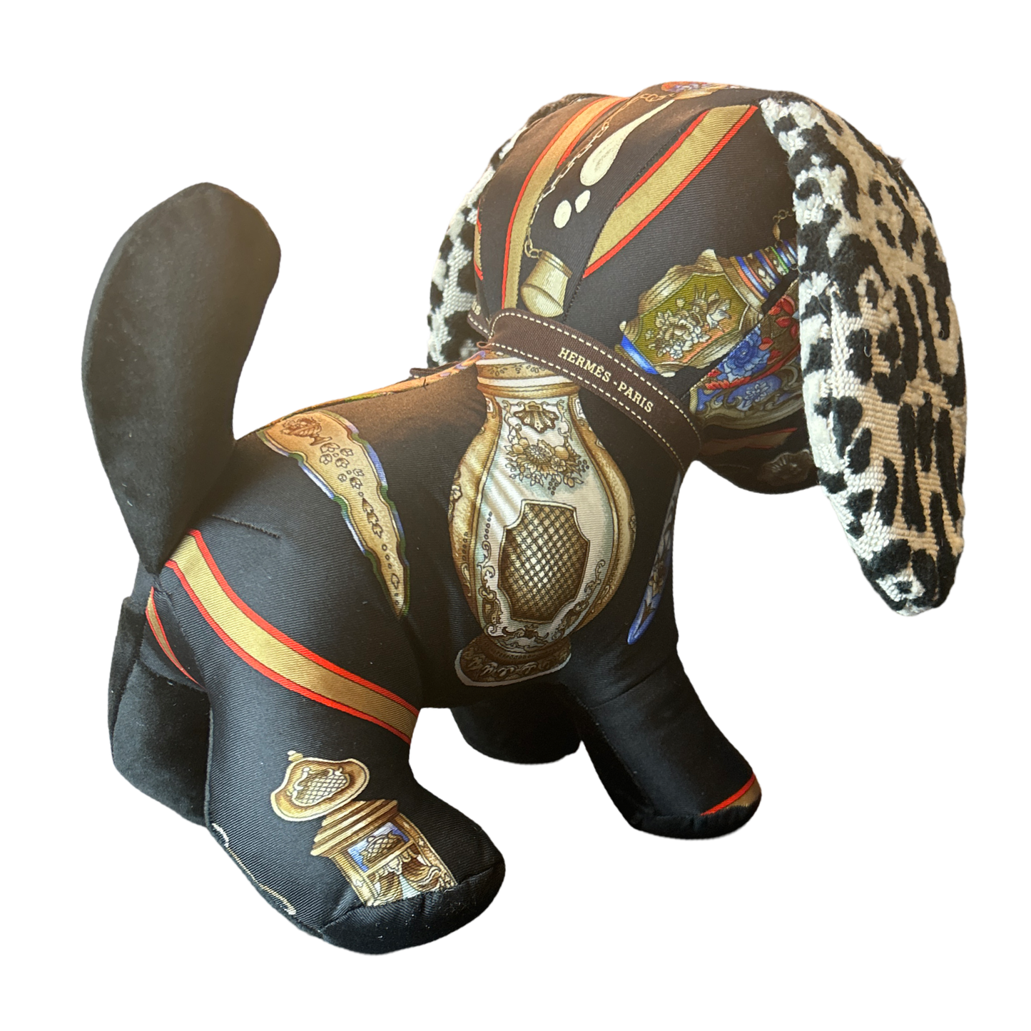 Qu'Importe le Flacon Vintage Silk Scarf Patchwork Puppy