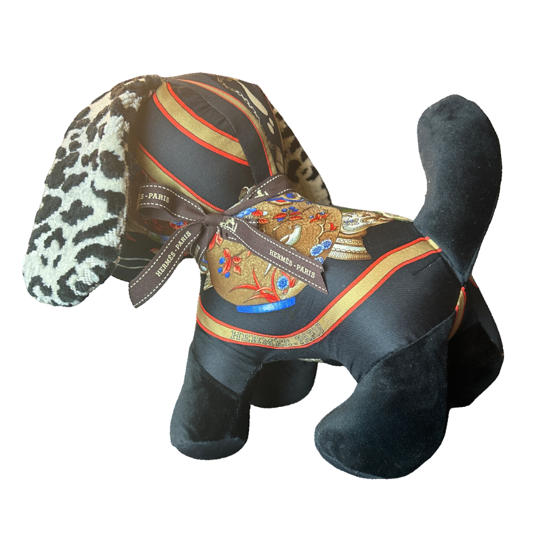 Qu'Importe le Flacon Vintage Silk Scarf Patchwork Puppy
