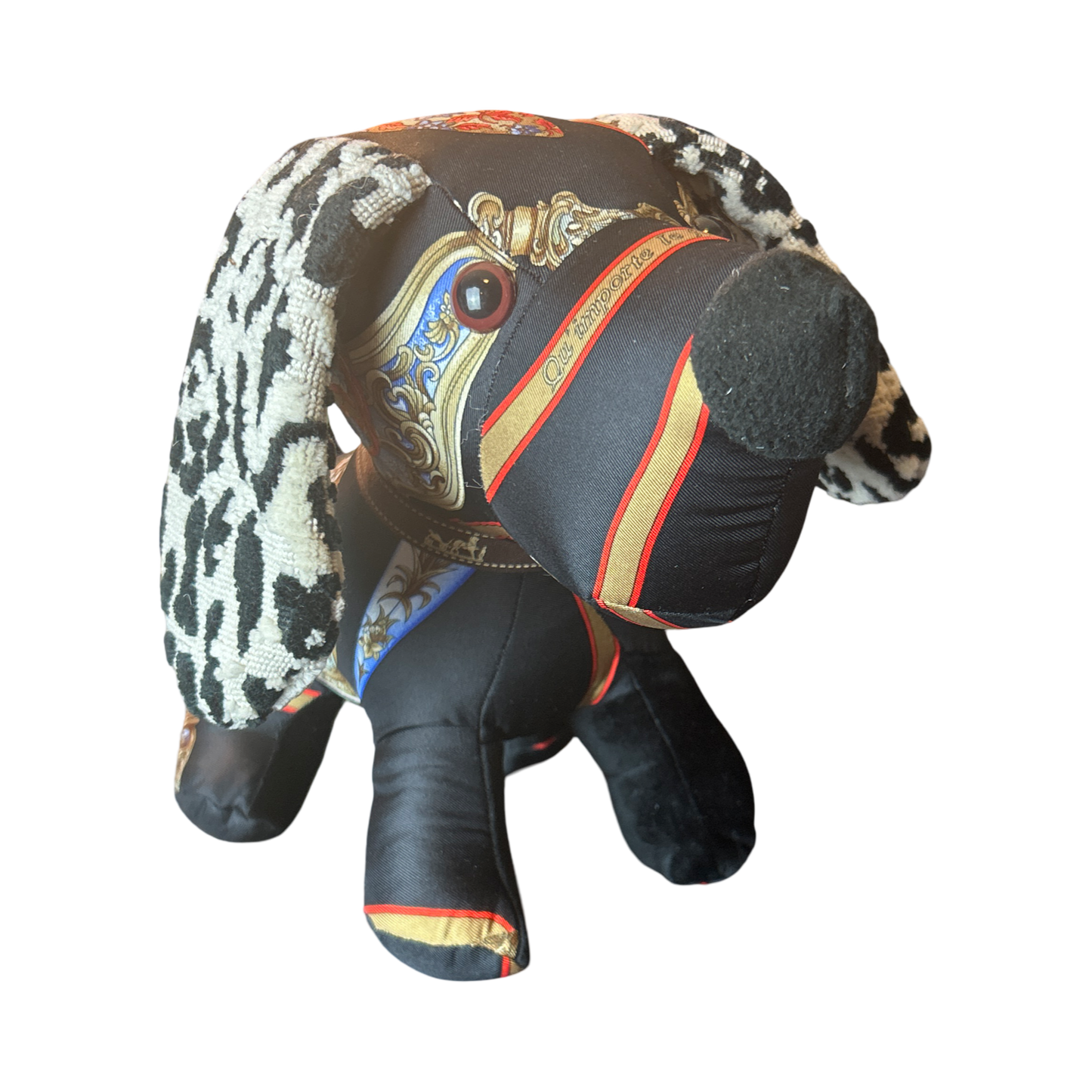 Qu'Importe le Flacon Vintage Silk Scarf Patchwork Puppy