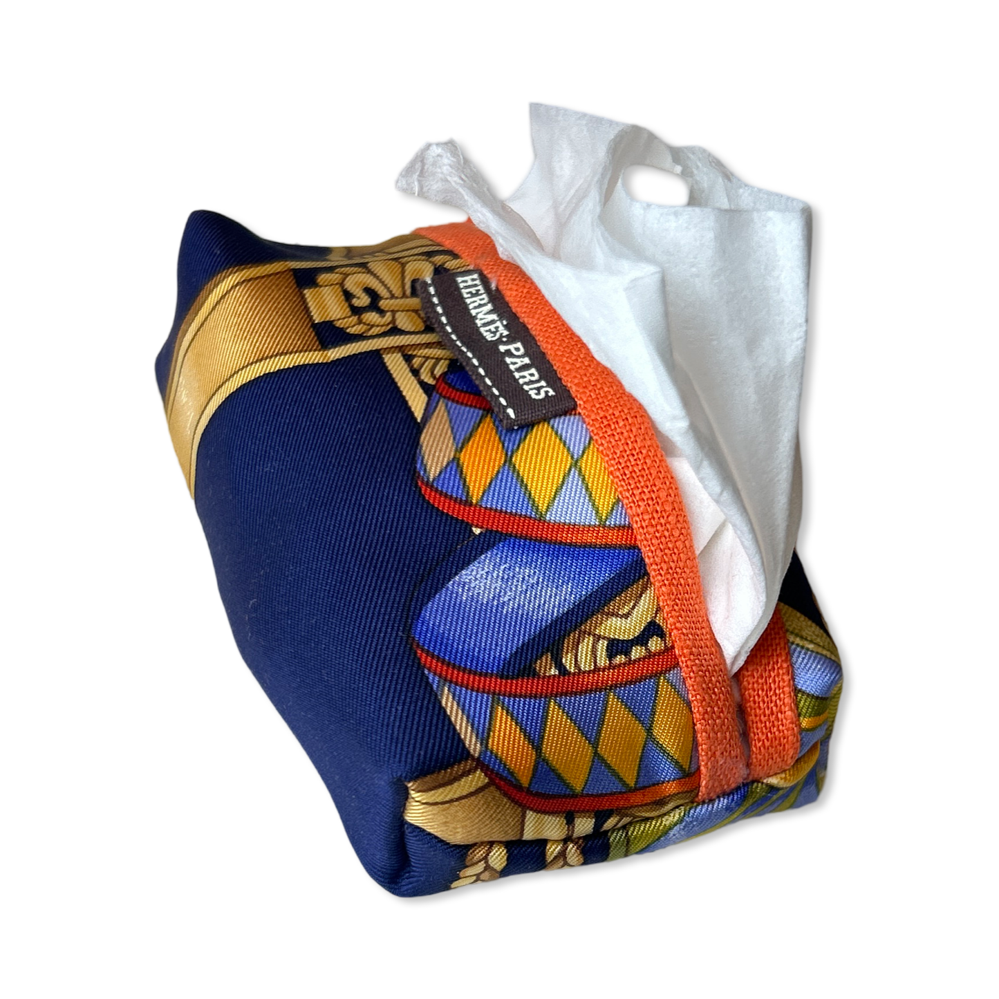 Rubans du Cheval Navy Vintage Scarf Travel Tissue Pouch