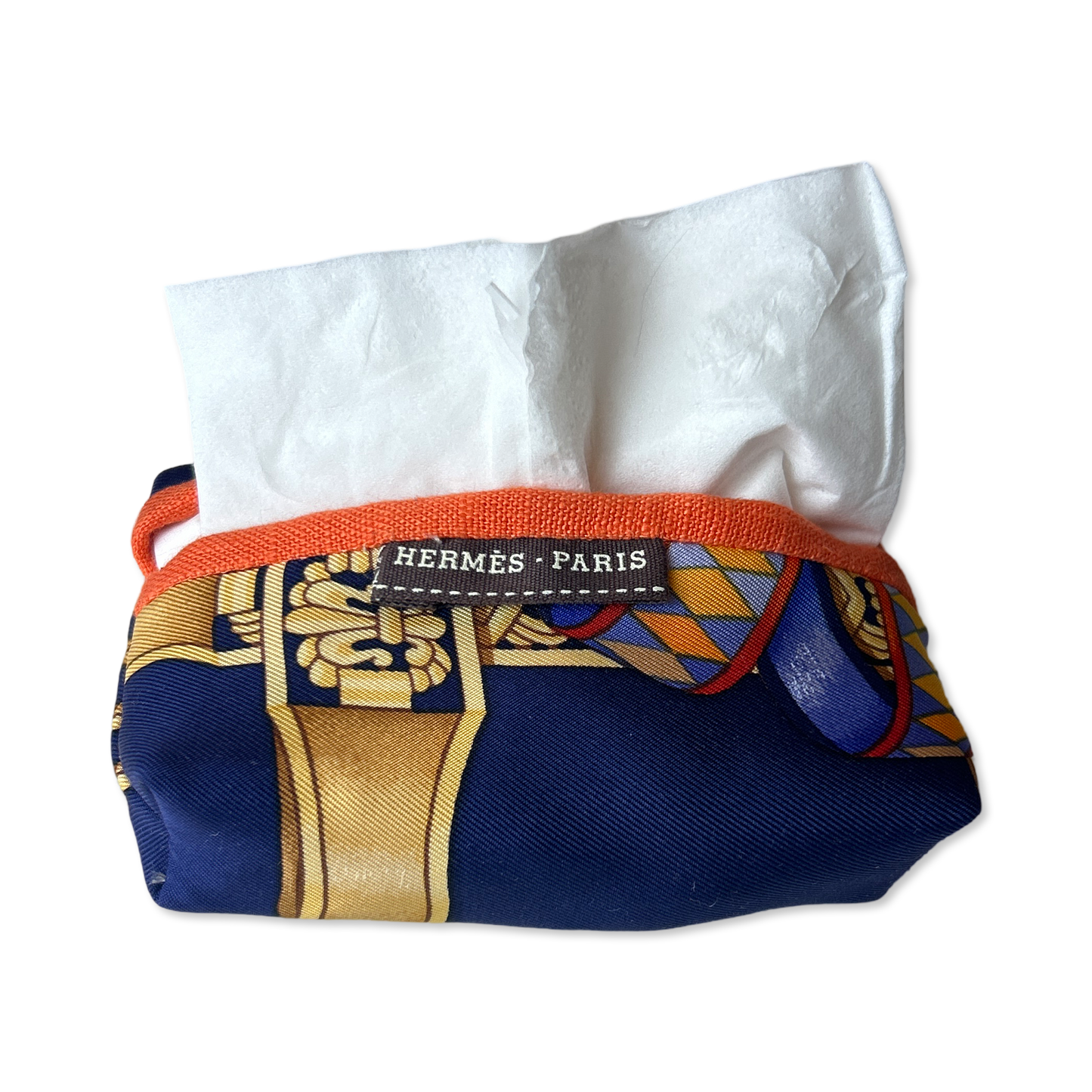 Rubans du Cheval Navy Vintage Scarf Travel Tissue Pouch