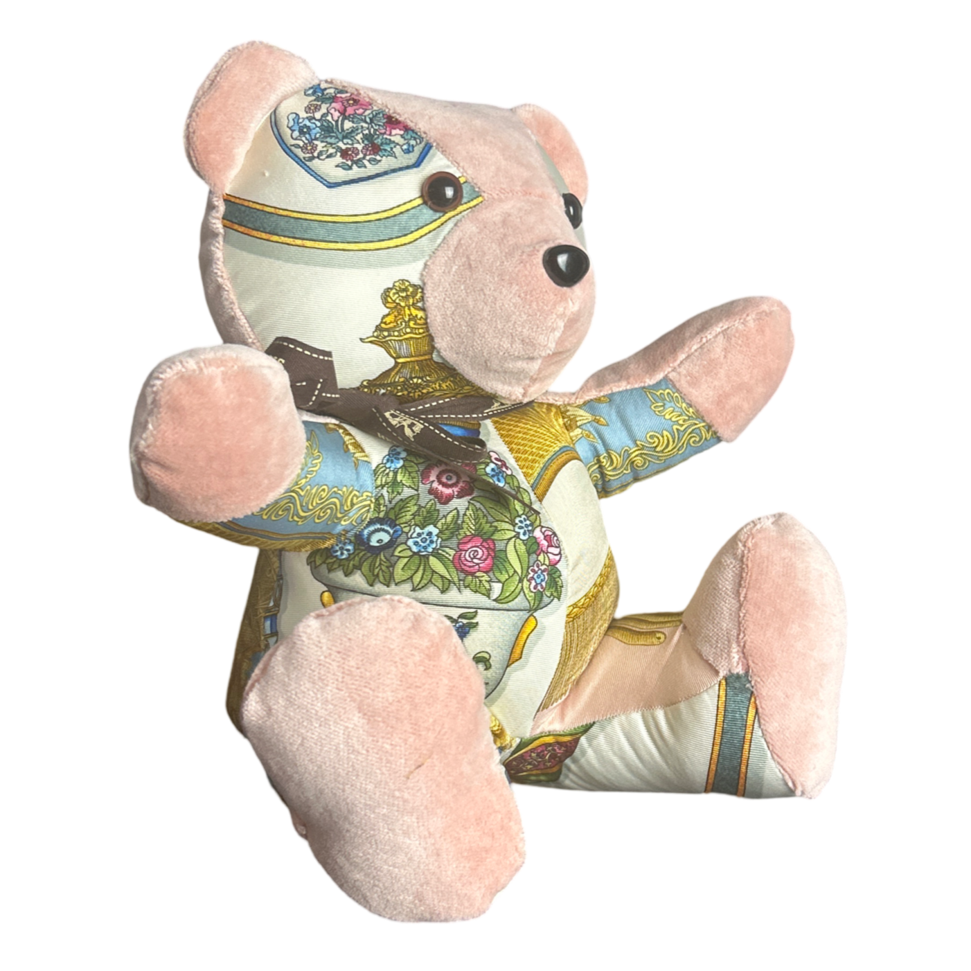 Qu'Importe le Flacon Vintage Silk Scarf Patchwork Teddy Bear