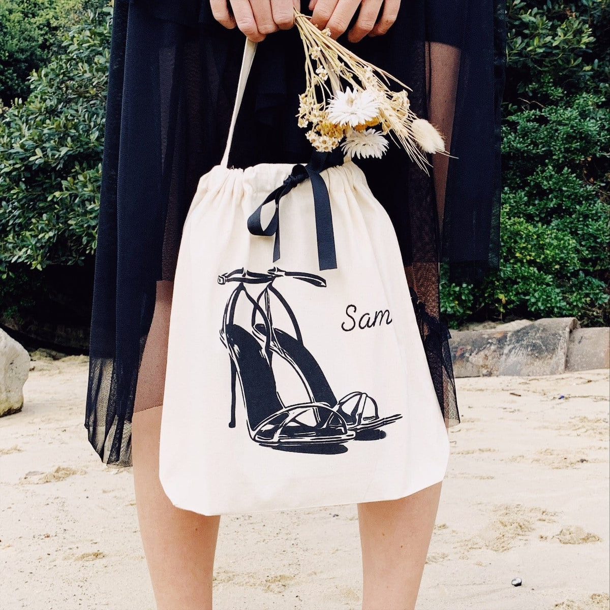 High Heel Sandal Shoe Bag – Cream