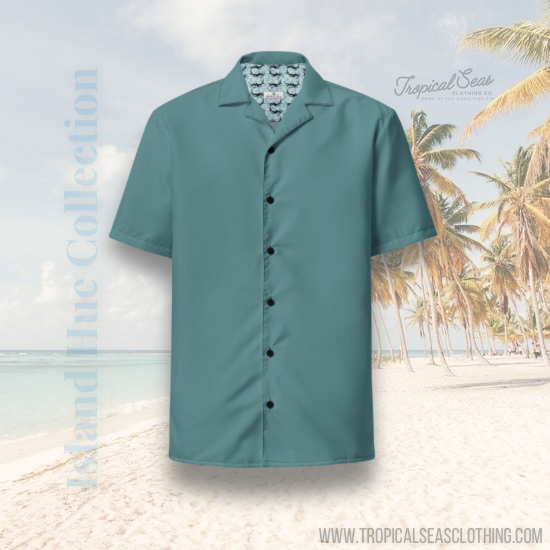 Labelless Ocean Green Button Down Camp Shirt