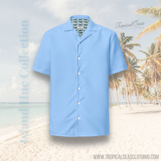 Labelless Island Sky Blue Button Down Camp Shirt
