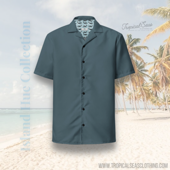 Labelless Stormy Squall Blue Button Down Camp Shirt