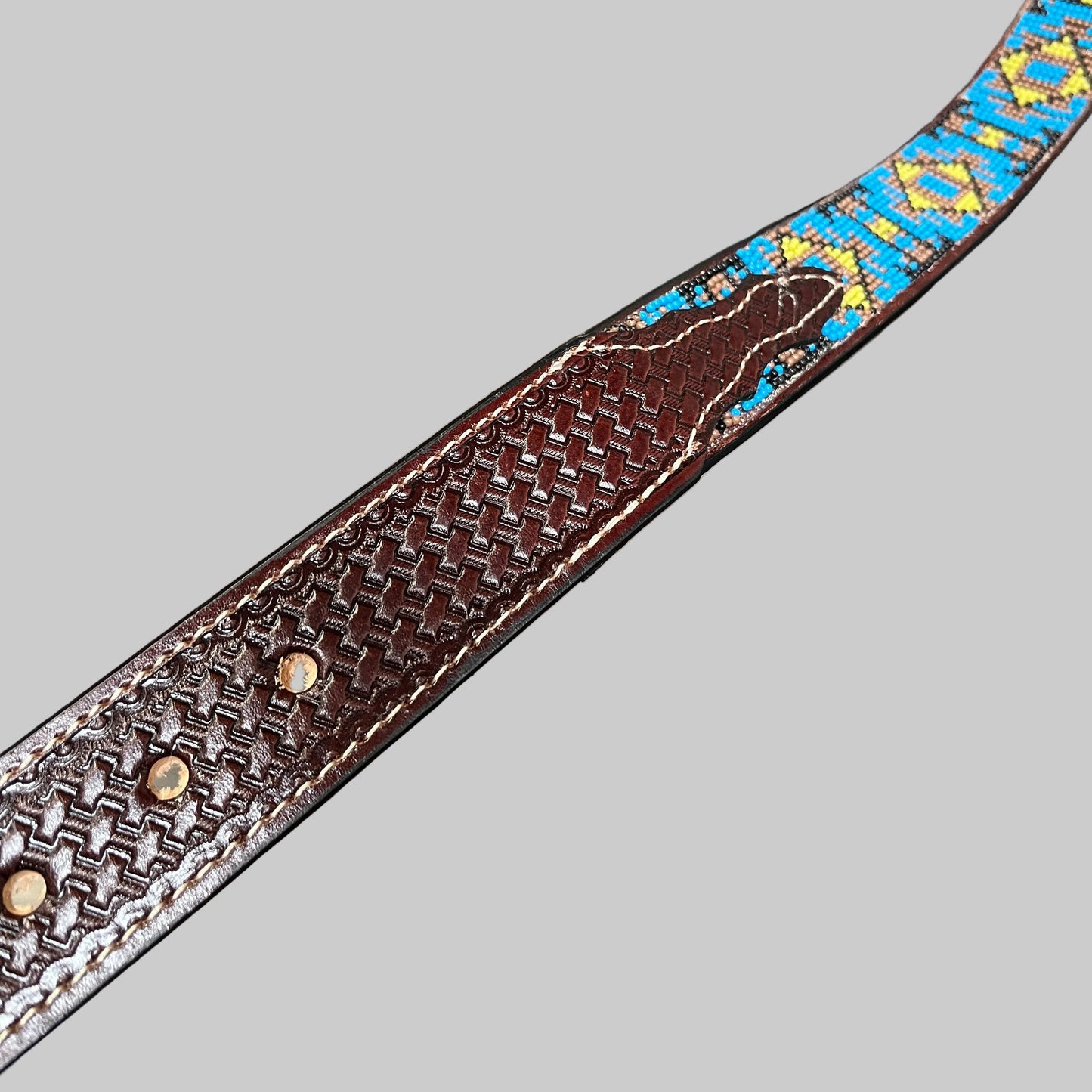 Turquoise Diamond Leather Cowboy Belt