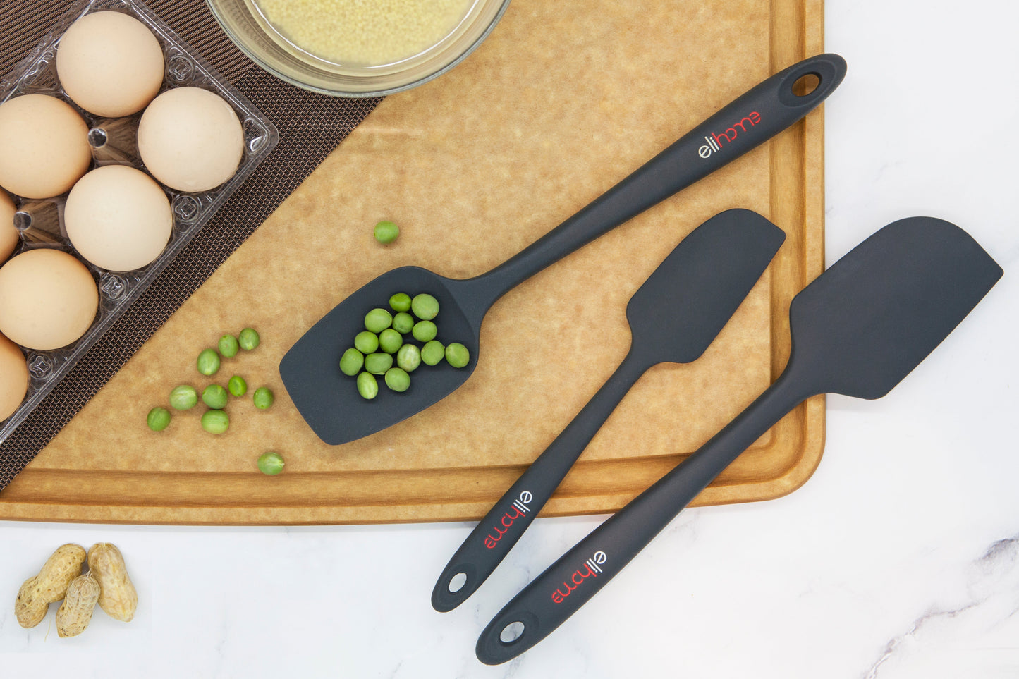 3 Piece Silicone Spatula Set - Black