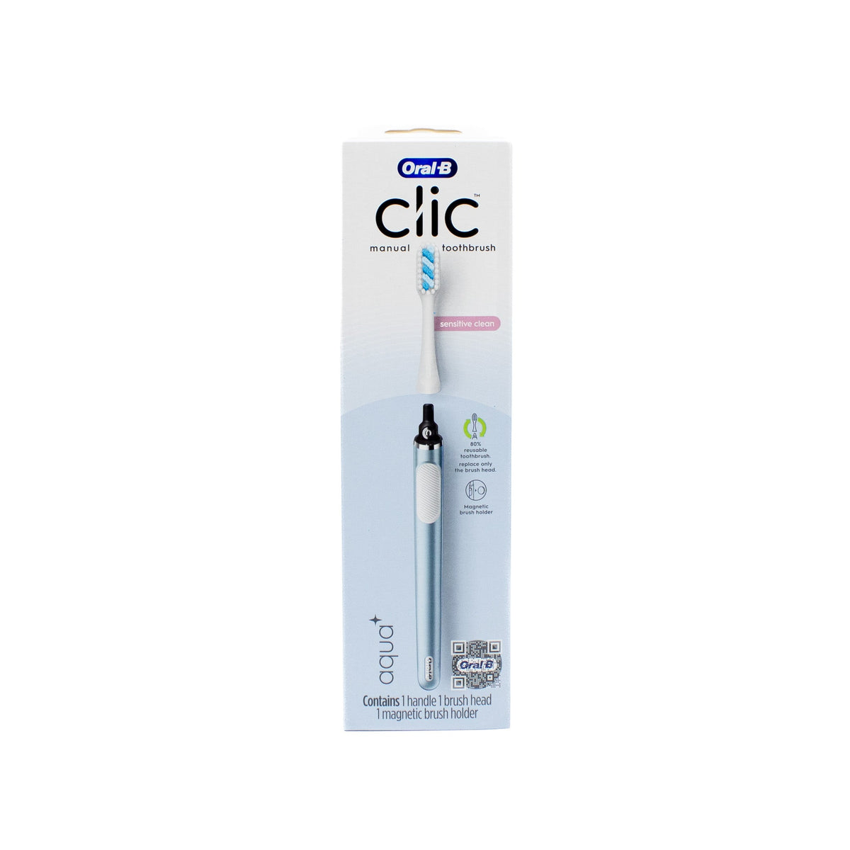 Oral-B Clic Manual Toothbrush with Replaceable Brush Head AQUA - New
