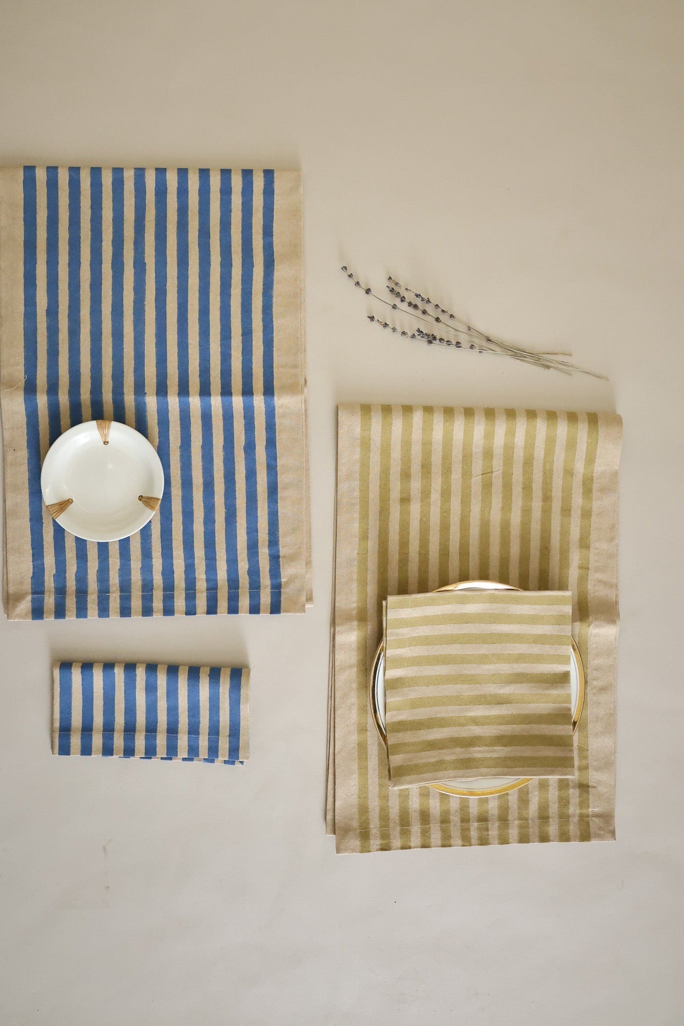 Oh! Stripes (Blue) Block Print Napkins