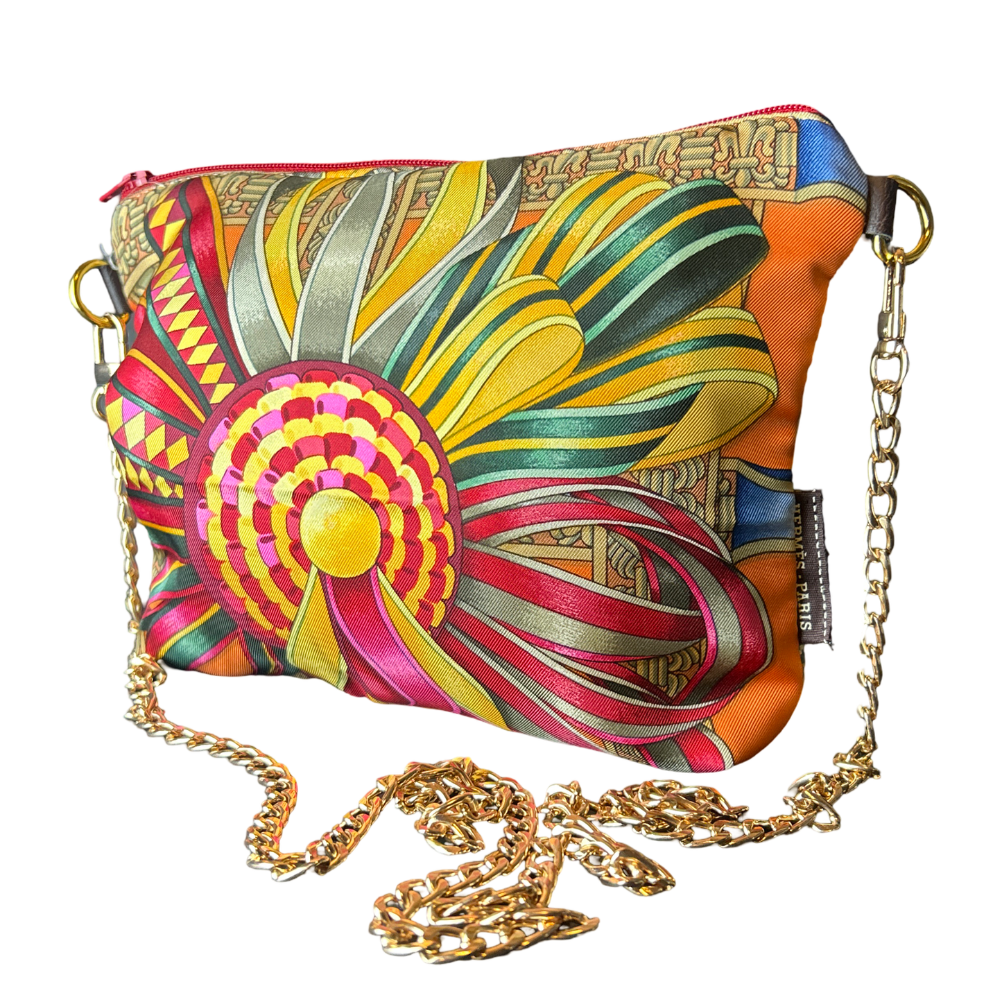 Rubans du Cheval Orange Vintage Silk Scarf Crossbody Bag
