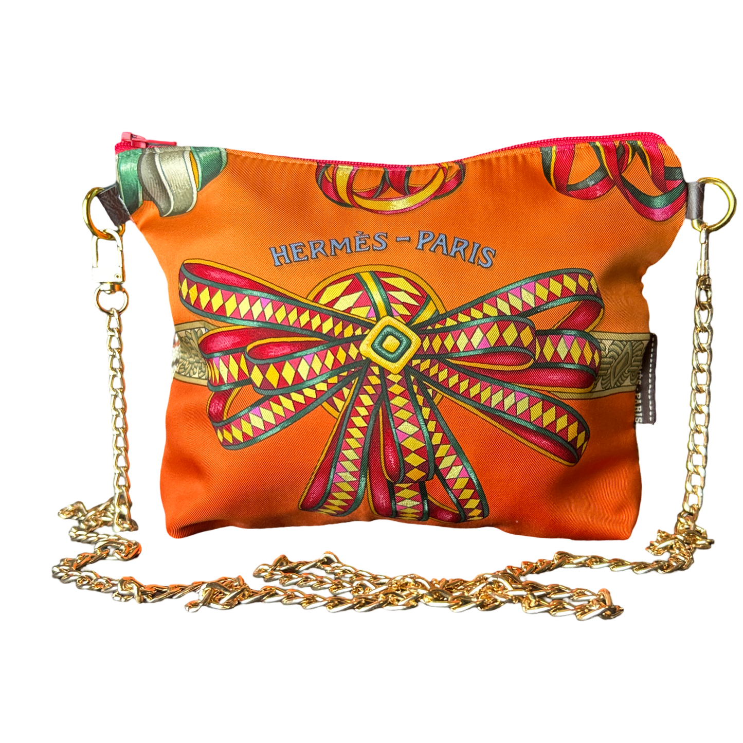 Rubans du Cheval Orange Vintage Silk Scarf Crossbody Bag