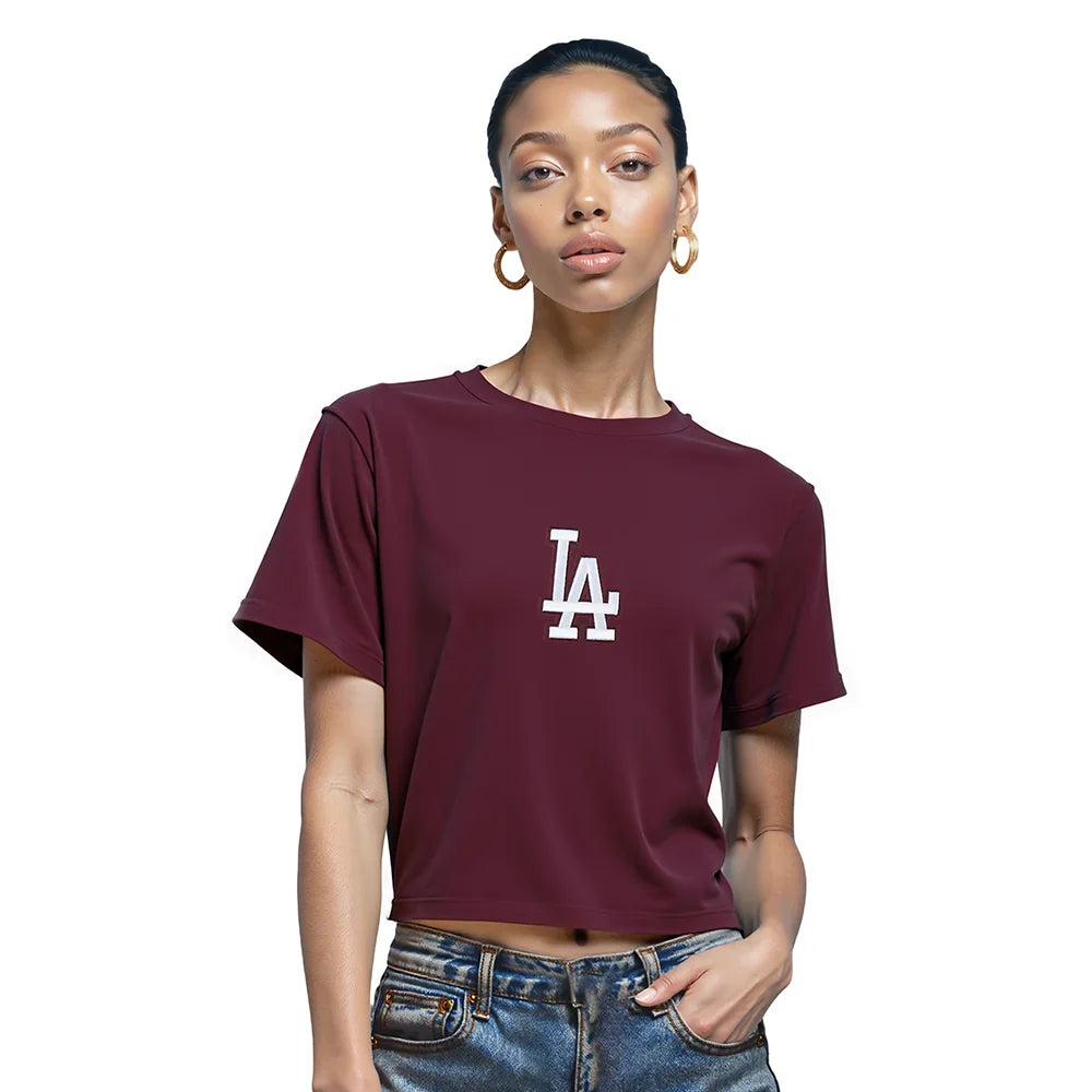 Pro Standard Womens LA Dodgers Wingspan Boxy Tee - Wine