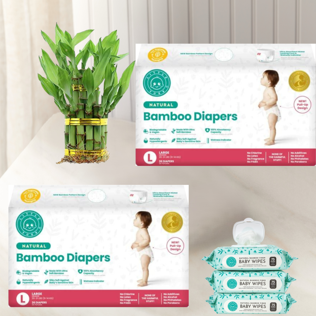 Little Toes Bamboo Bundle : Count 72 Diapers and 225 Wipes