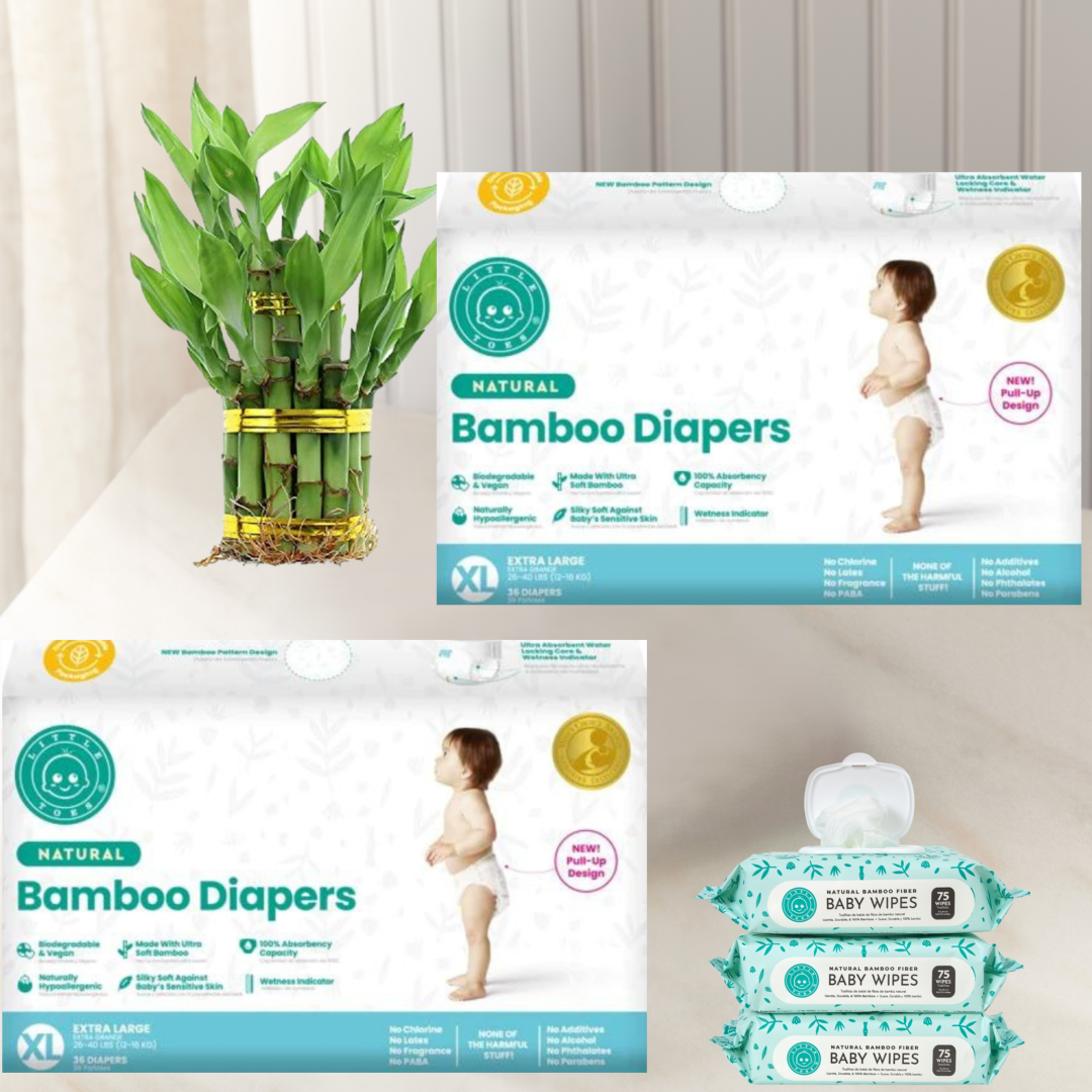 Little Toes Bamboo Bundle : Count 72 Diapers and 225 Wipes