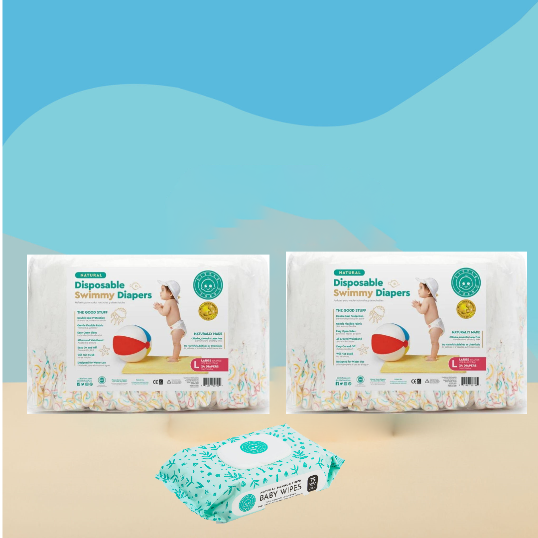Little Toes Swim & Wipe Bundle - (48 swim diapers, 75 wipes)