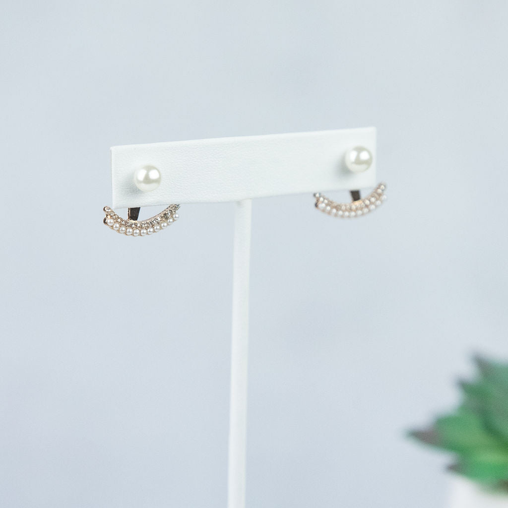 Parker Pearl and Rhinestone Jacket Stud Earrings