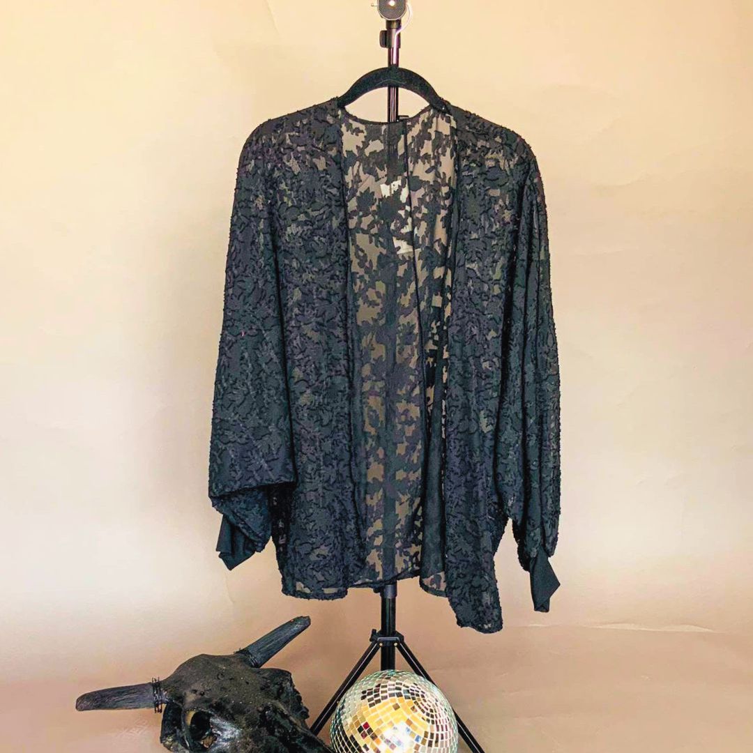 Lacy Black Wrap "Swank Bank" in Midnight Black