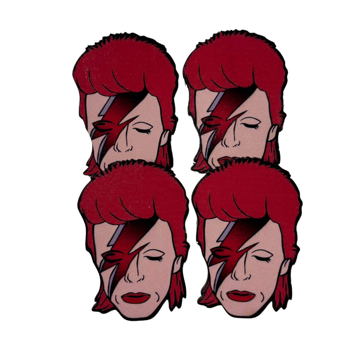 Large David Bowie Wooden Brooch Pin | Retro Rock Tribute