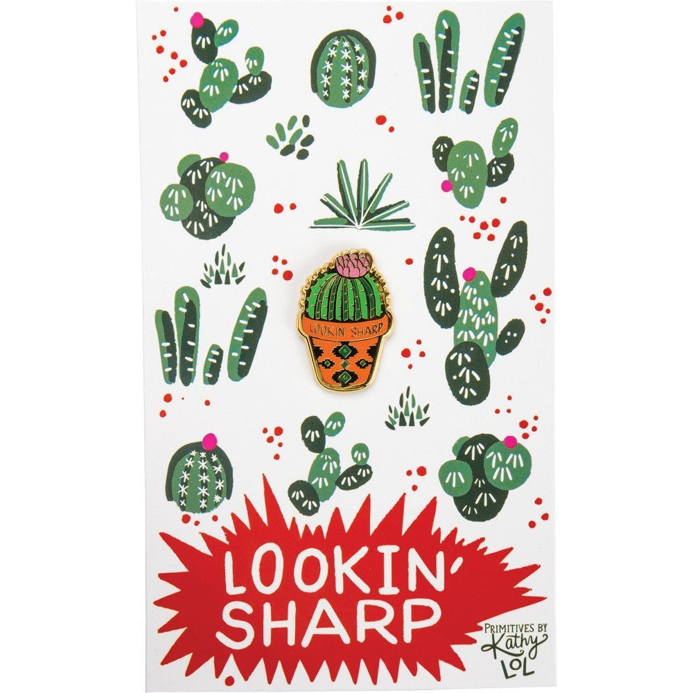 Lookin' Sharp Cactus Enamel Pin on Gift Card - Osadia Concept Store