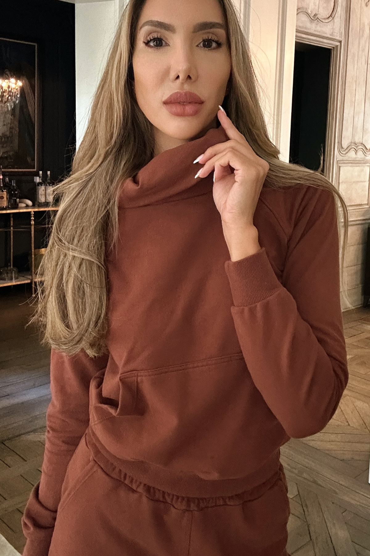 LUDI EXPRESSO Fleece Pullover Mock Neck Sweatshirt