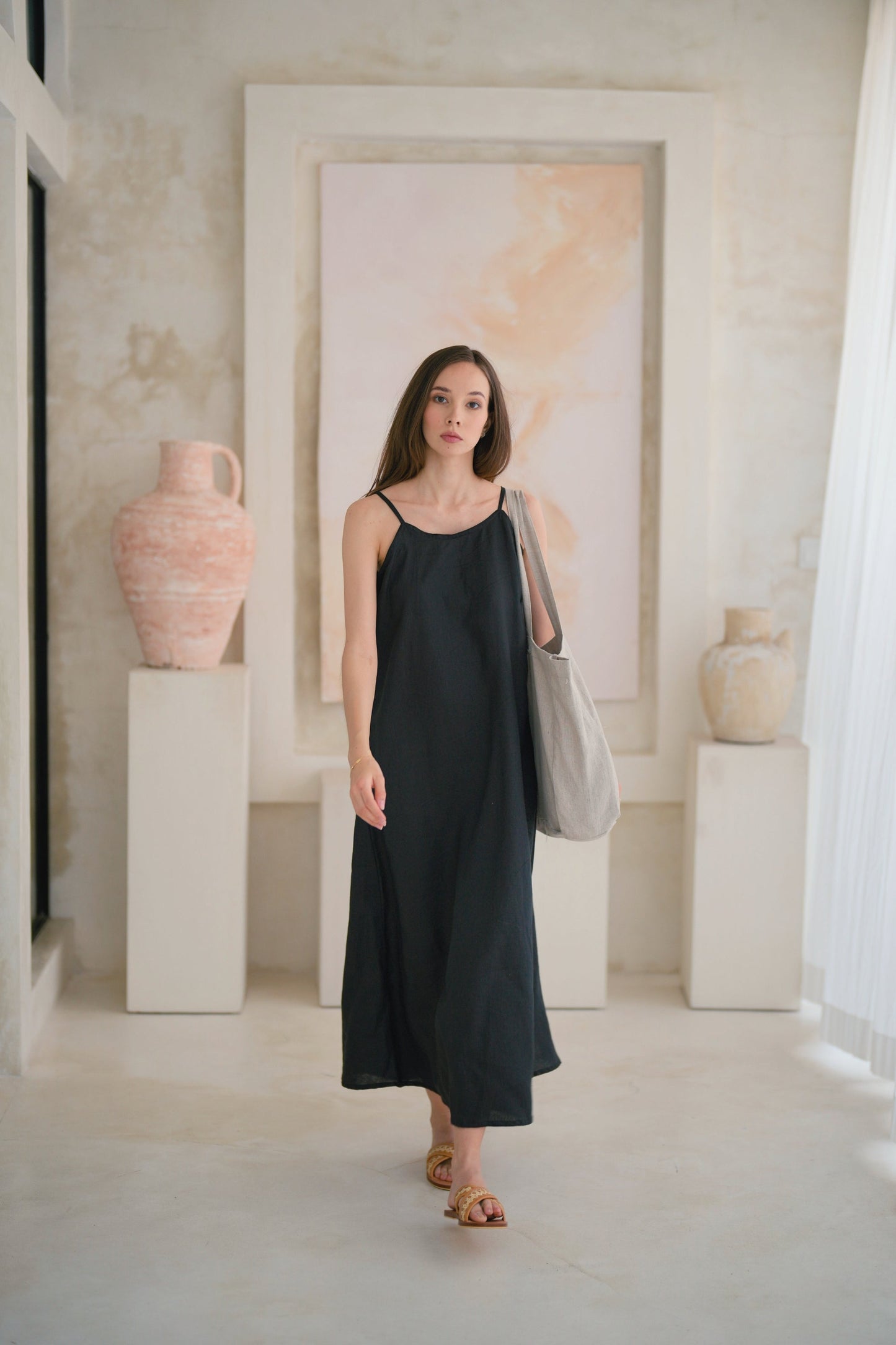 Maya Linen Dress in Black - Osadia Concept Store