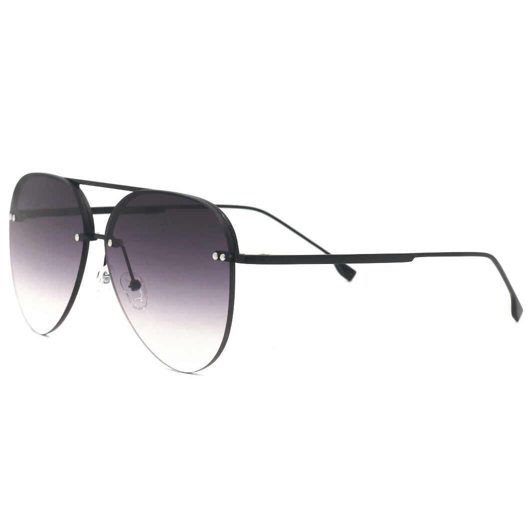 Smaller Megan 2 - Faded Black Metal Aviator Sunglasses