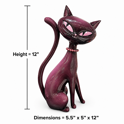 Minxy Kitten 12" Atomic Black Cat w/ Pearl Necklace Figurine | Miss Fluff December Diamonds