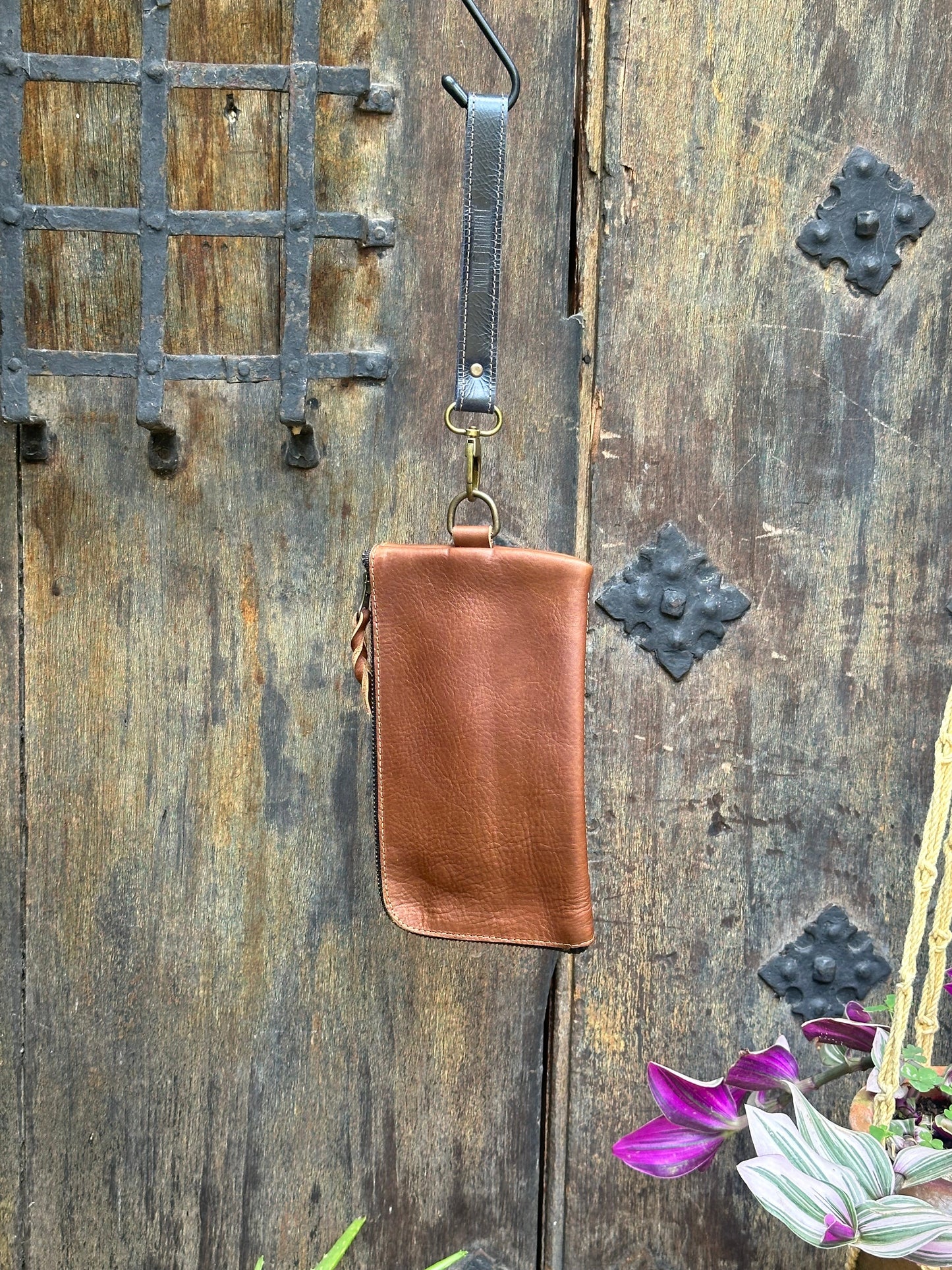 Clutch Bag - Brown and Navy Strap