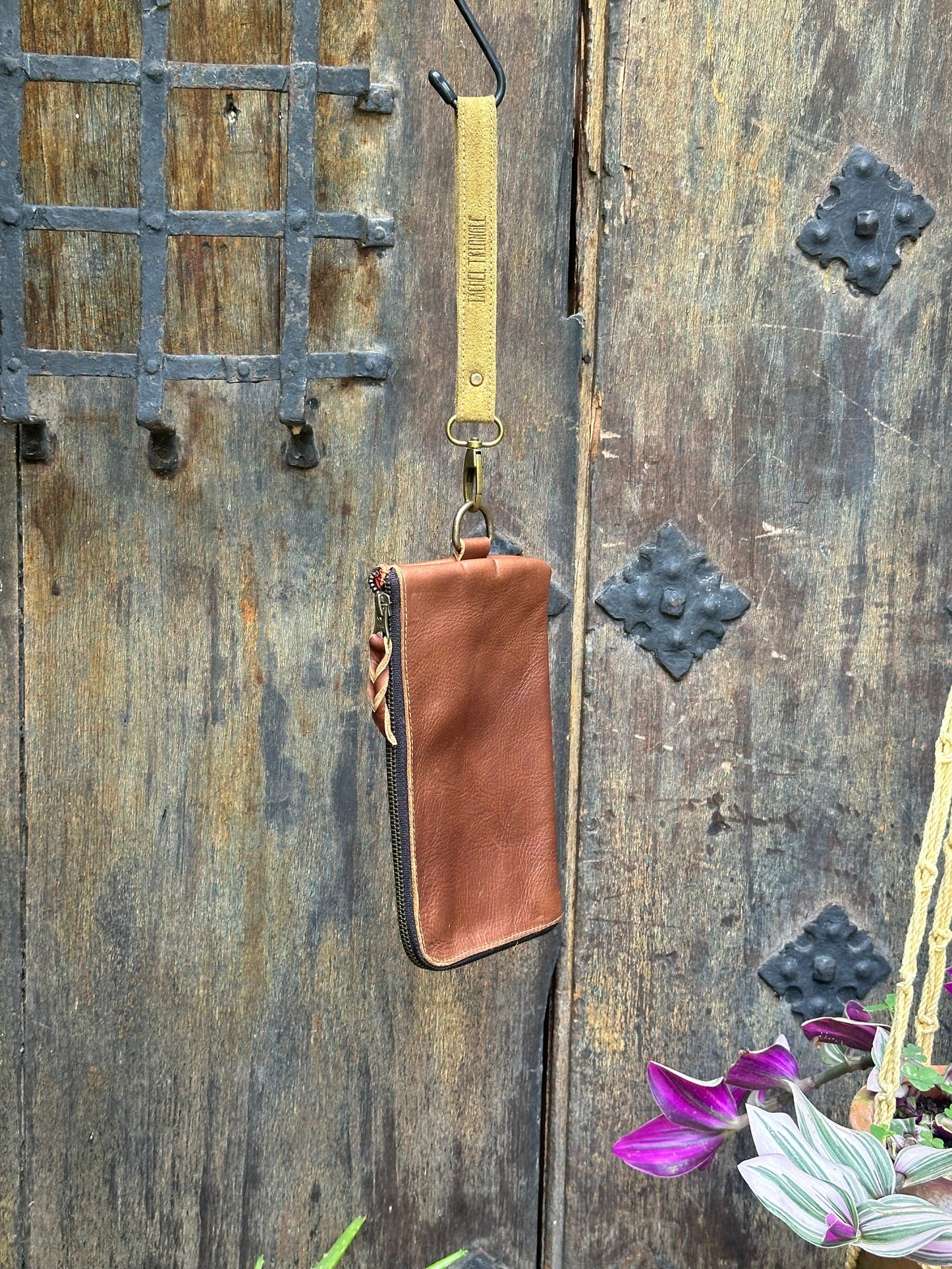 Clutch Bag - Brown and Green Strap