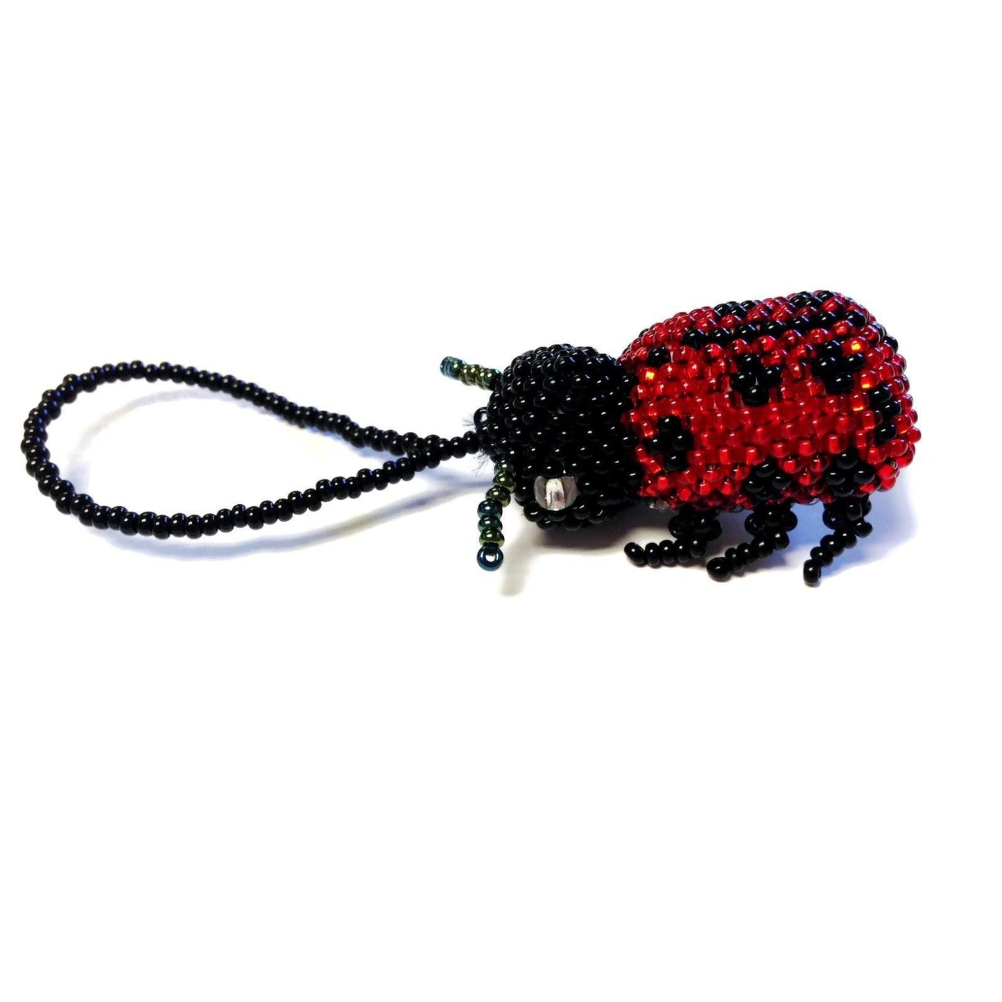 Lady Bug Seed Bead Handcrafted Artisan Made Ornament - Guatemala