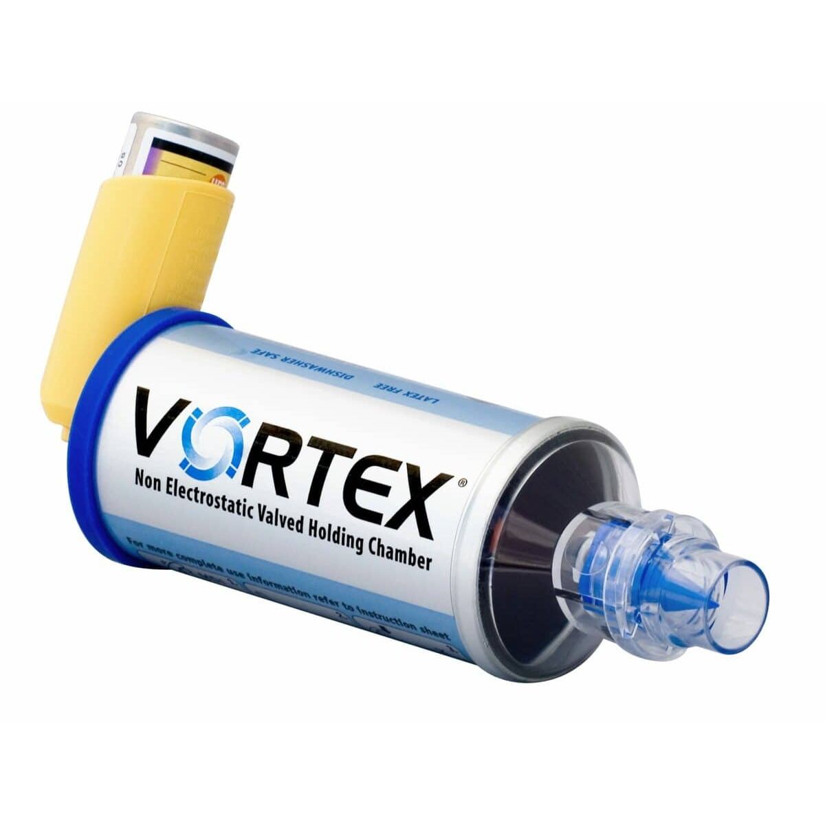 Vortex Non-Electrostatic Valved Holding Chamber (VHC) for MDIs