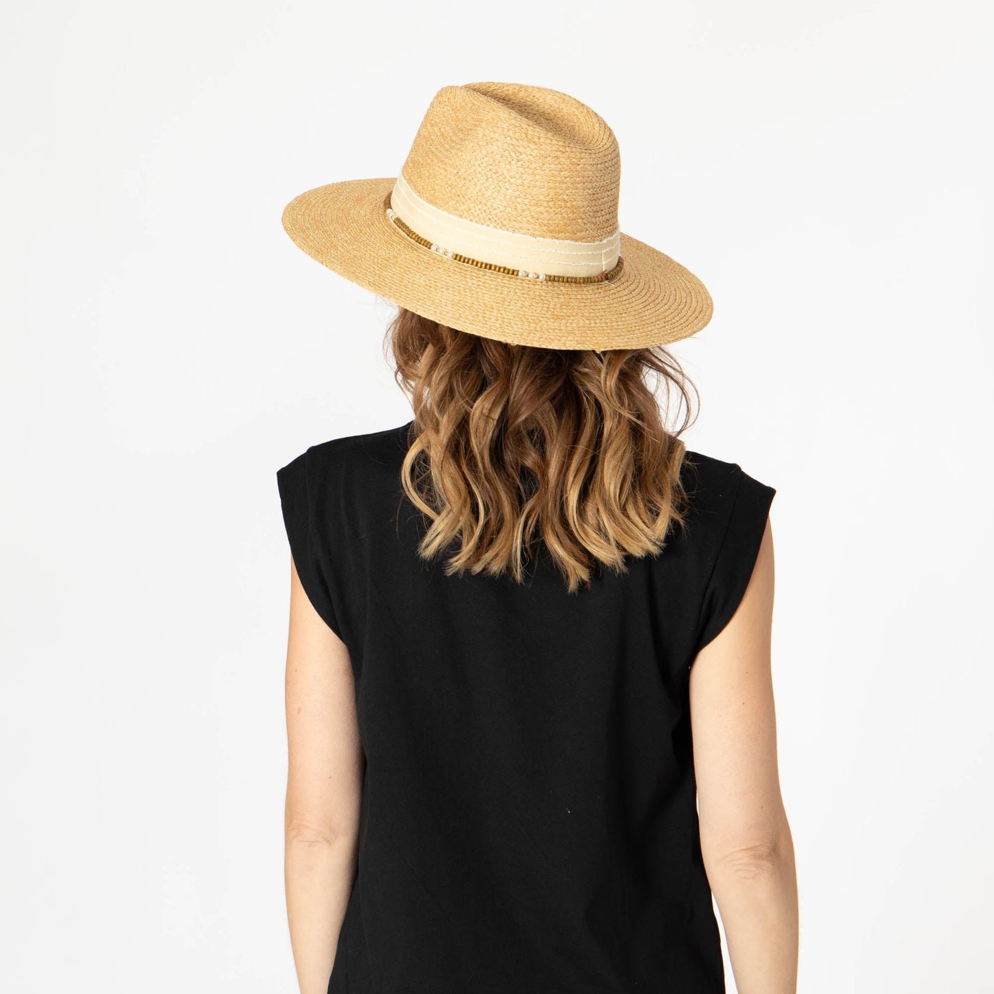 Coco - Fedora with Wood Beaded Chain