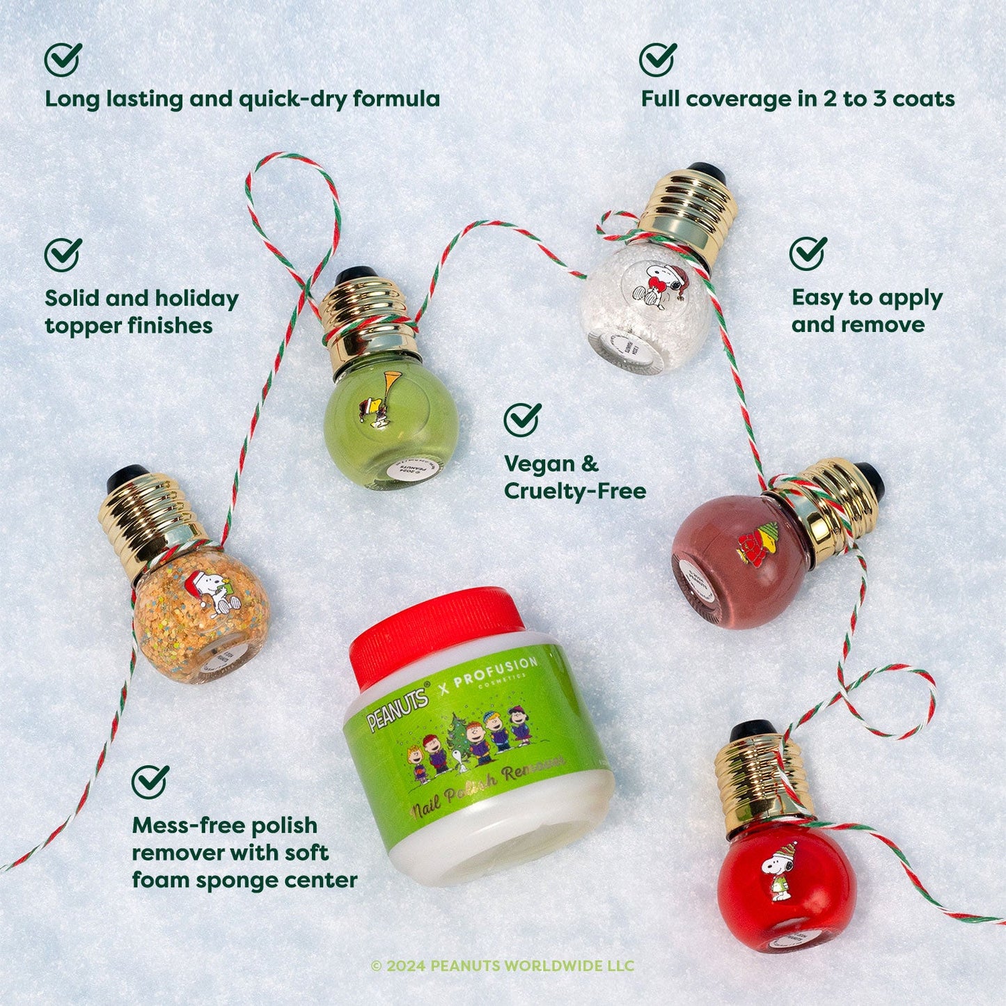 Peanuts Holiday | Sparkling With Joy 5 PC Nail Polish Set & Nail Polish Remover - Osadia Concept Store