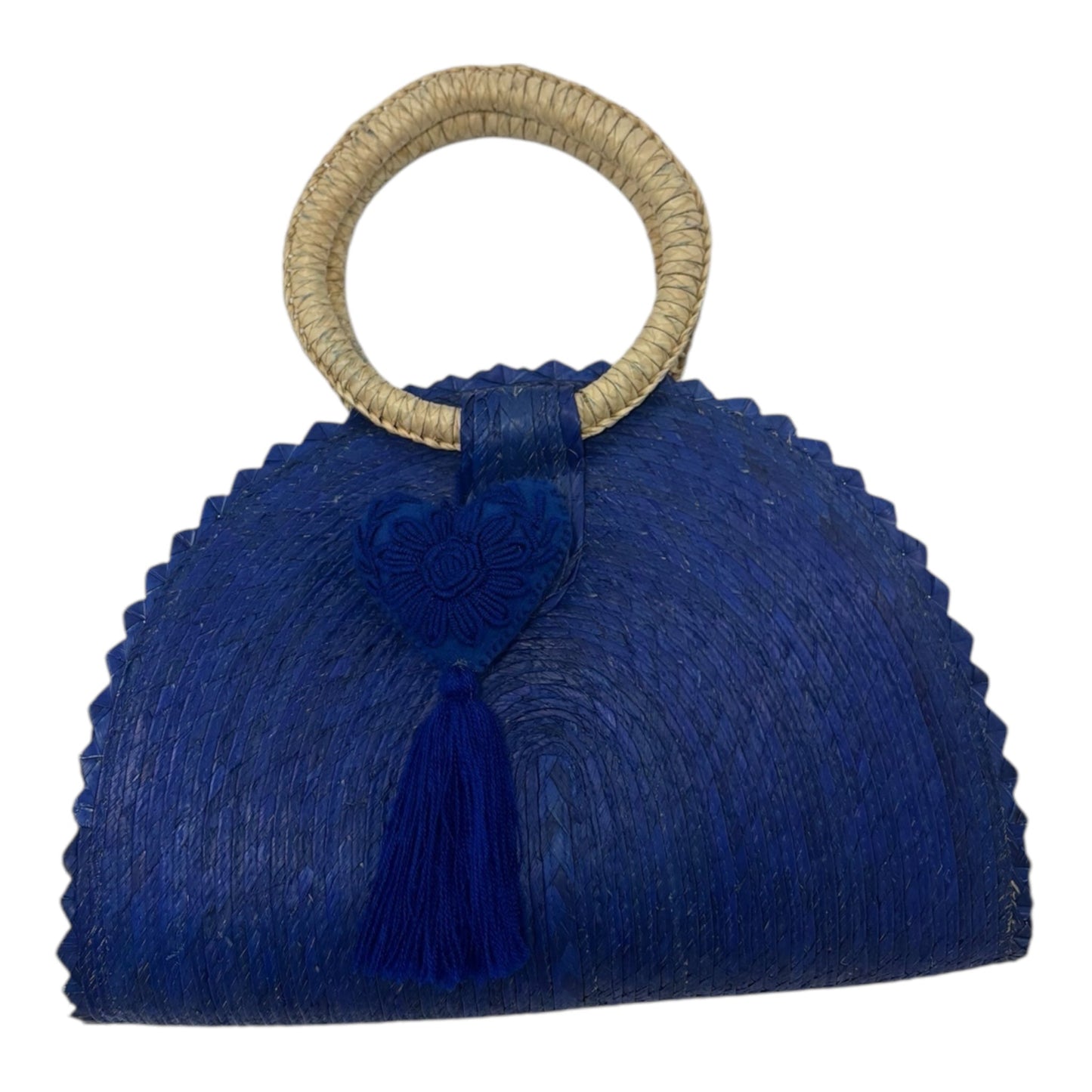 Hand Woven Crescent Purse with Pompon