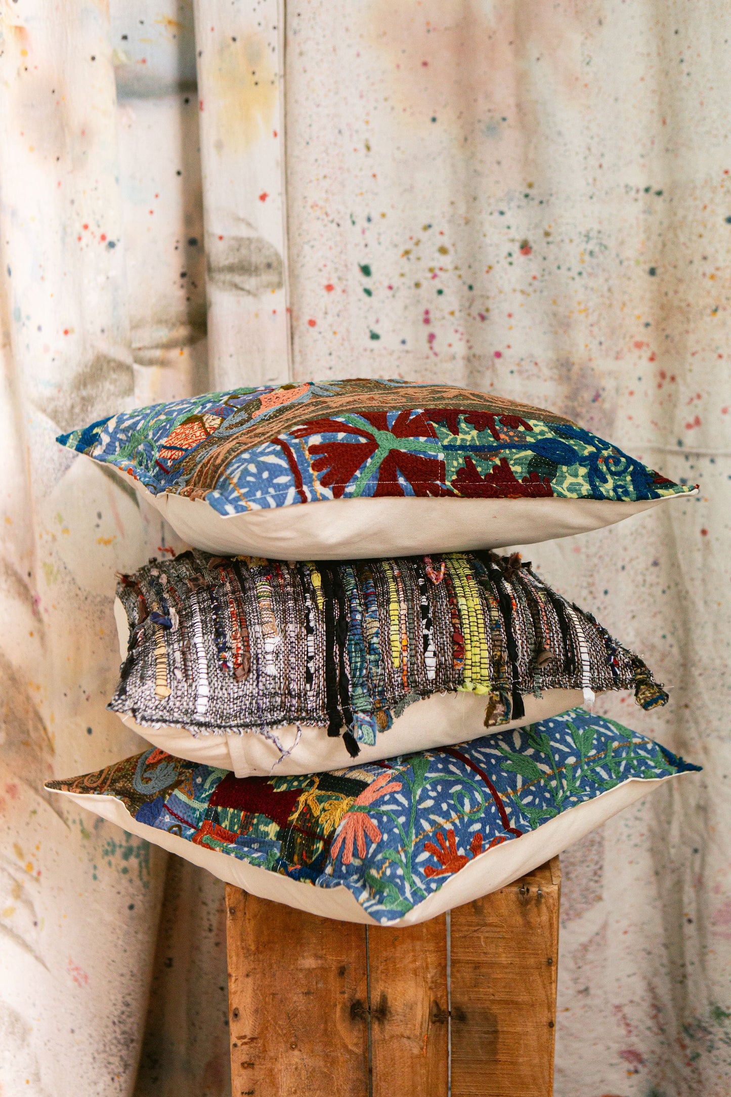 Vintage Suzani Hand-Pieced Pillow Cover