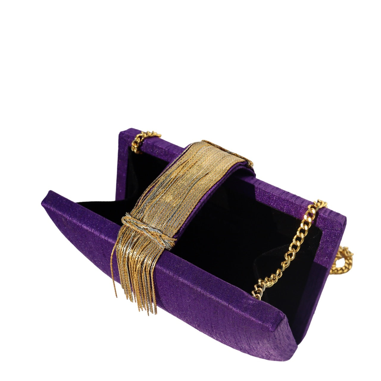 Plum Fringe Clutch