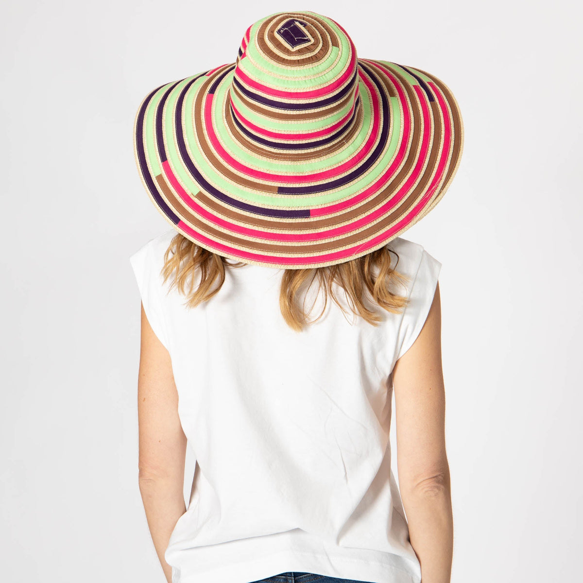 Women's Multi Colored Wide Brim Sun Hat
