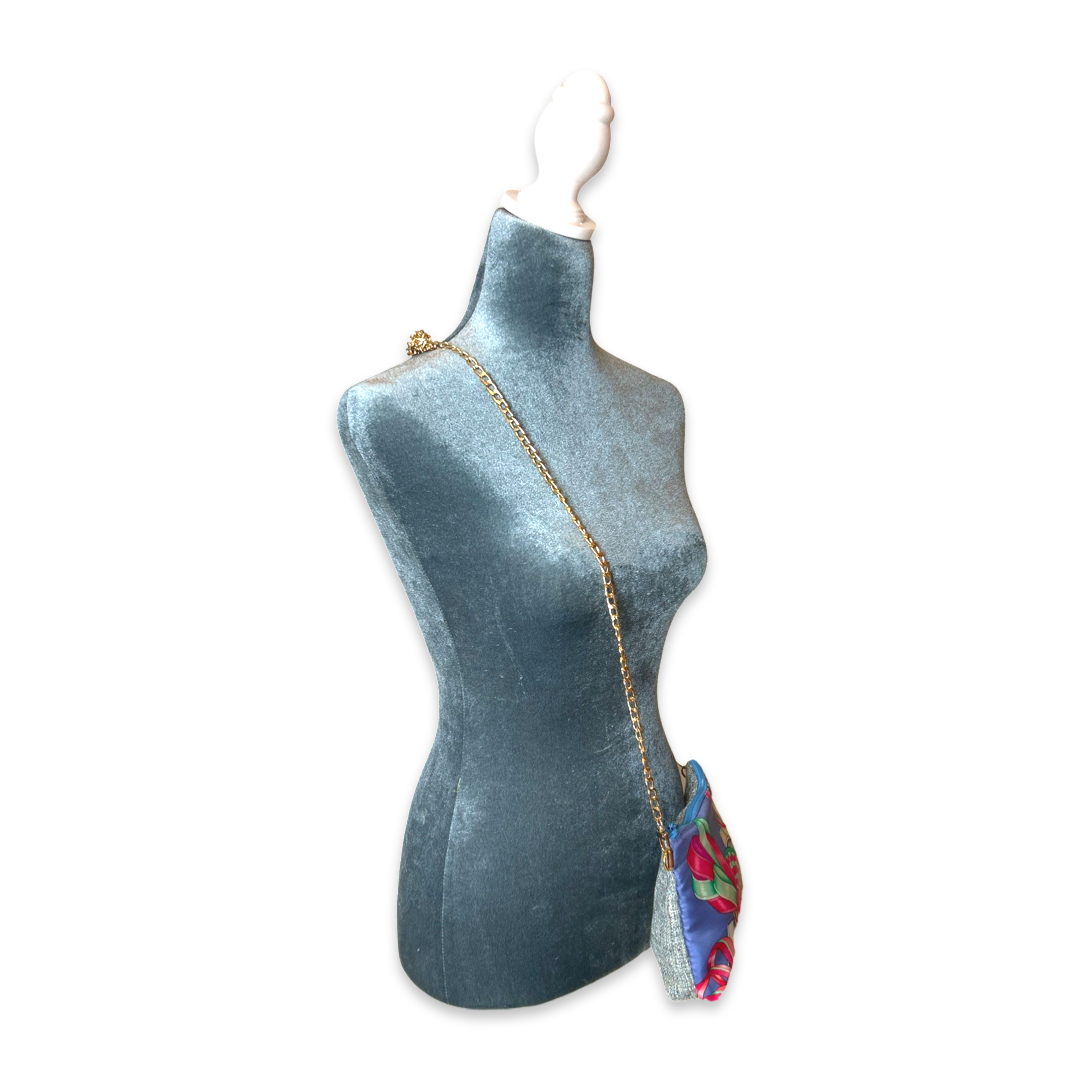Rubans du Cheval Blue Vintage Silk Scarf Crossbody Bag